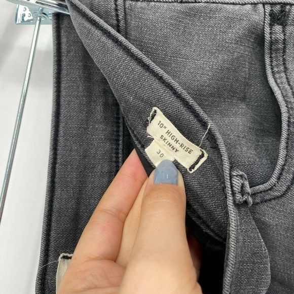 Madewell 10" High Rise Skinny Fit Jeans Women's Sz 30 Stretch Raw Hem Denim Gray - Picture 6 of 12
